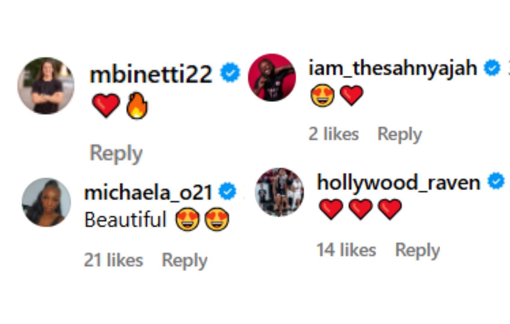 Johnson, Michaela Onyenwere, Sahnya Jah and Molly Binetti reacted to Kamilla Cardoso's post | via @kamilla_cardoso/ig